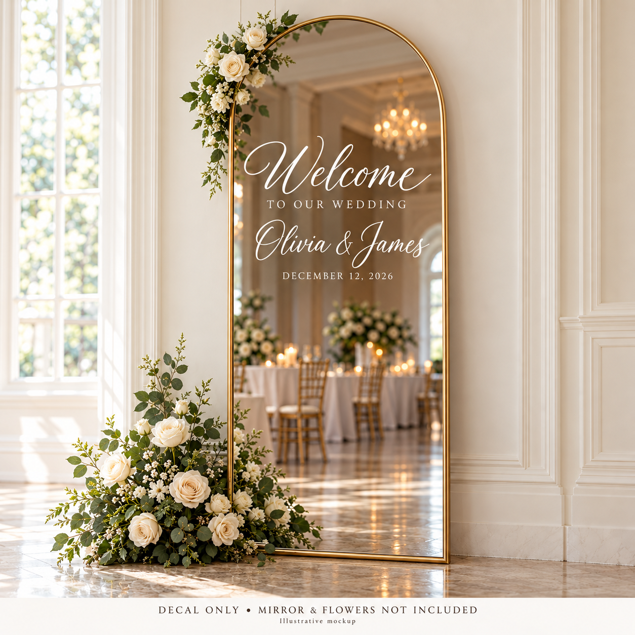 Personalized Welcome to Our Wedding Mirror Vinyl Decal