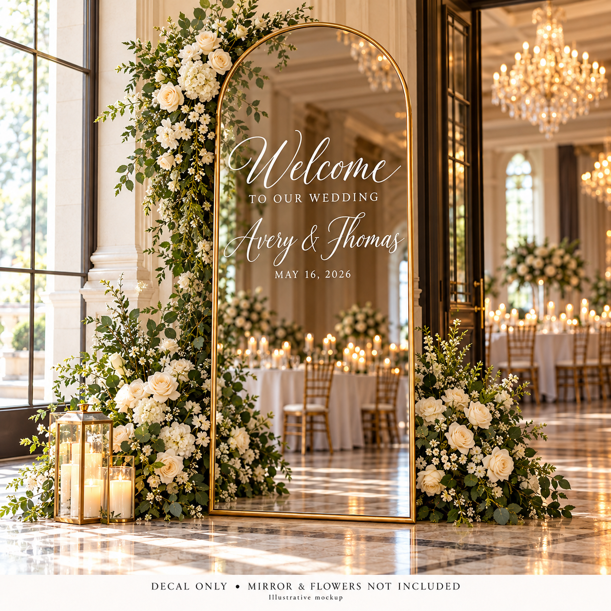 Personalized Welcome to Our Wedding Mirror Vinyl Decal