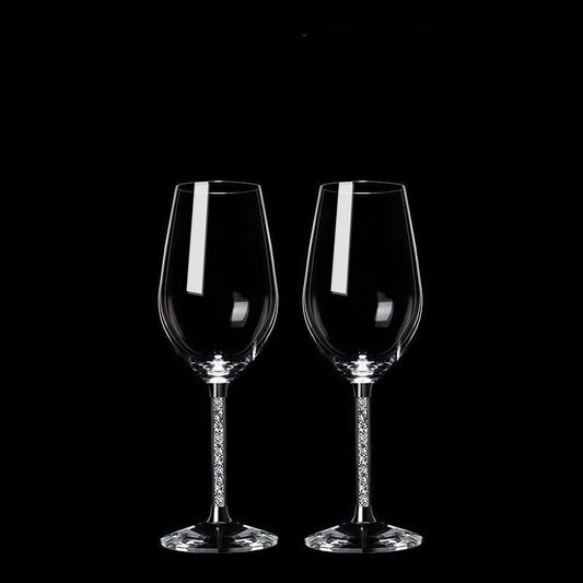 Crystal Wine Glasses with Diamond Stem Gift Set