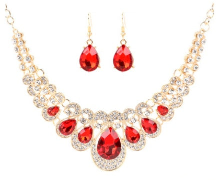 Crystal Gem Set Necklace Earrings Set