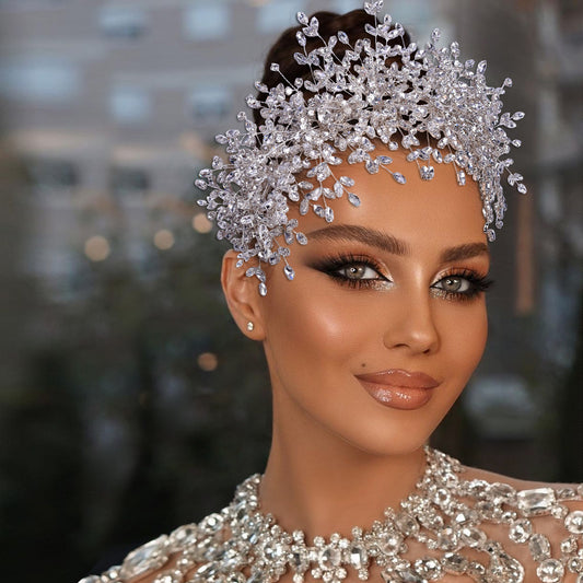 New Heavy Handmade Rhinestone Ice And Snow Queen Wedding Crown