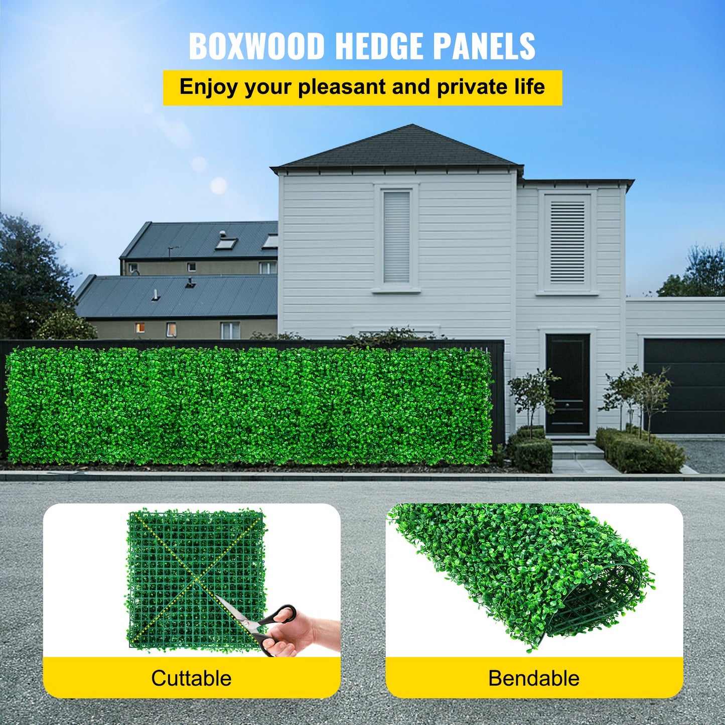 Artificial Boxwood Panel UV 48pcs Boxwood Hedge Wall Panels Artificial Grass Backdrop Wall 10X10" 4cm Green Grass Wall Fake Hedge For Decor Privacy Fence Indoor Outdoor Garden Backyard