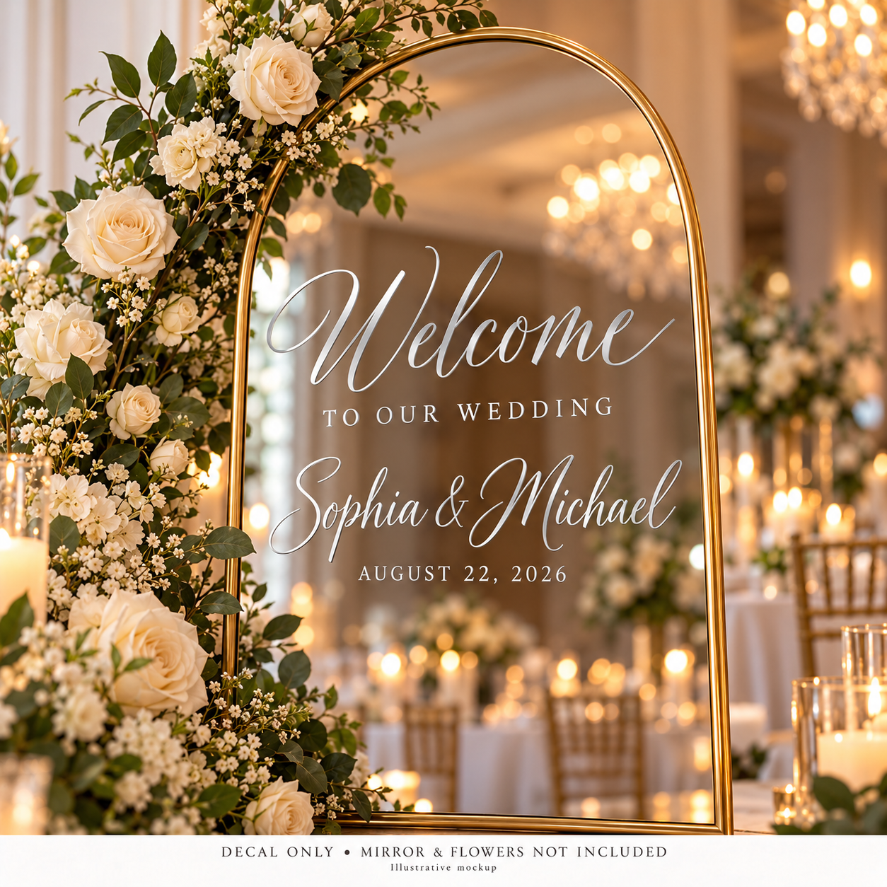 Personalized Welcome to Our Wedding Mirror Vinyl Decal