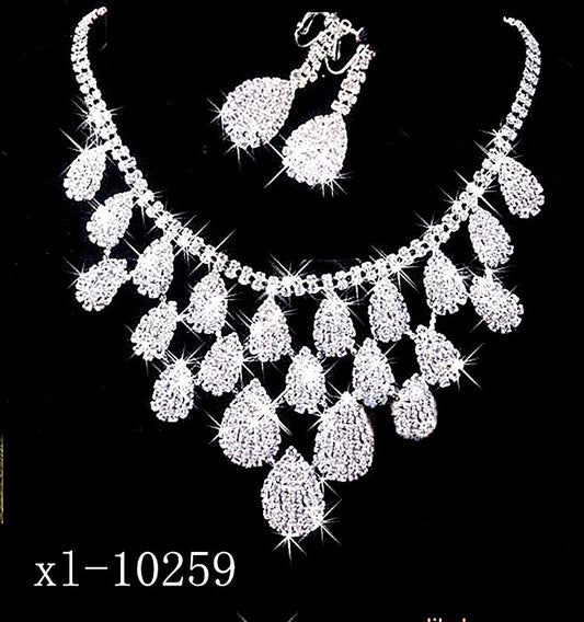 Elegant Diamond Wedding Bride Evening Costume Jewelry Set