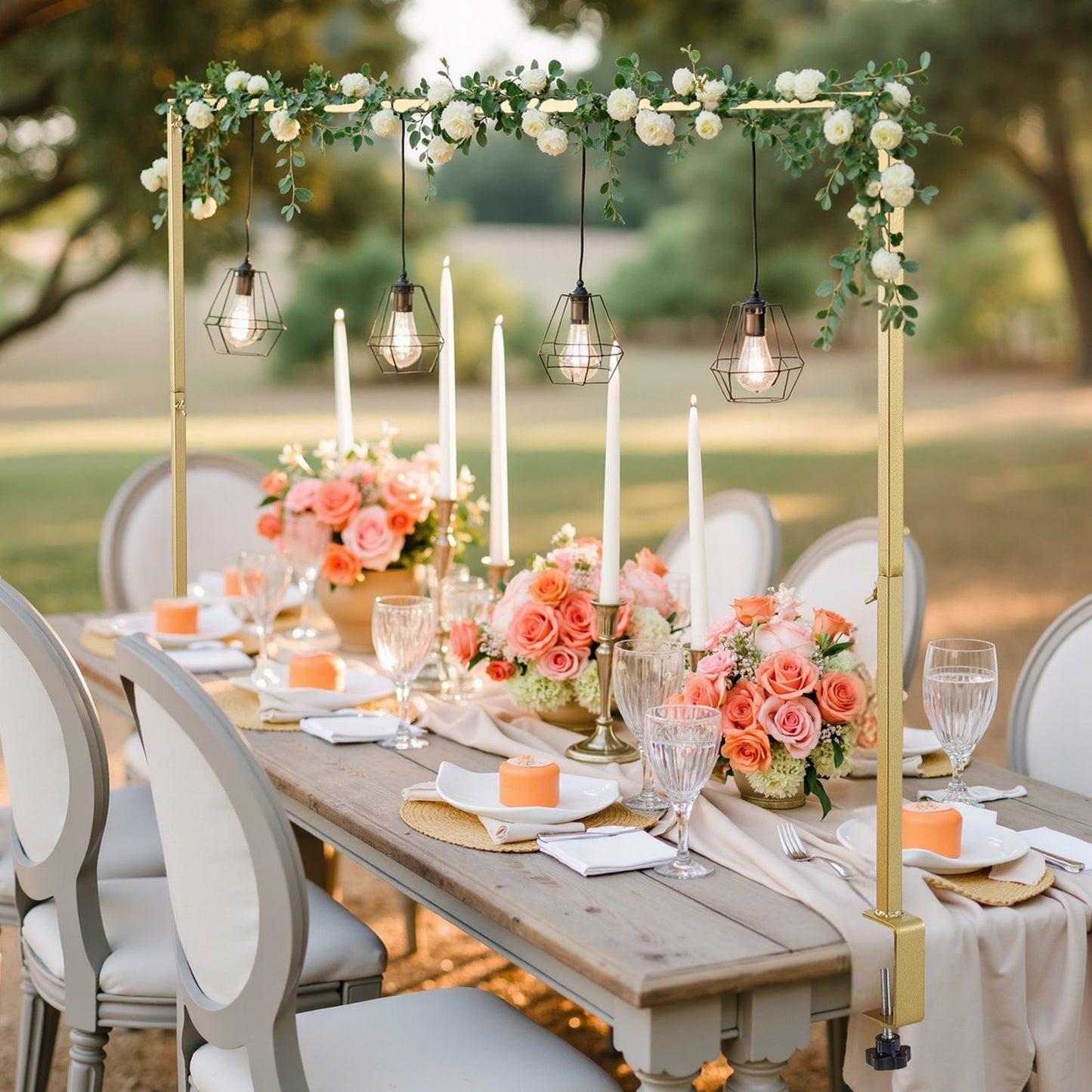 Over The Table Rod Stand With Clamp Party Arch Frame Decor 28"-98" L Adjustable