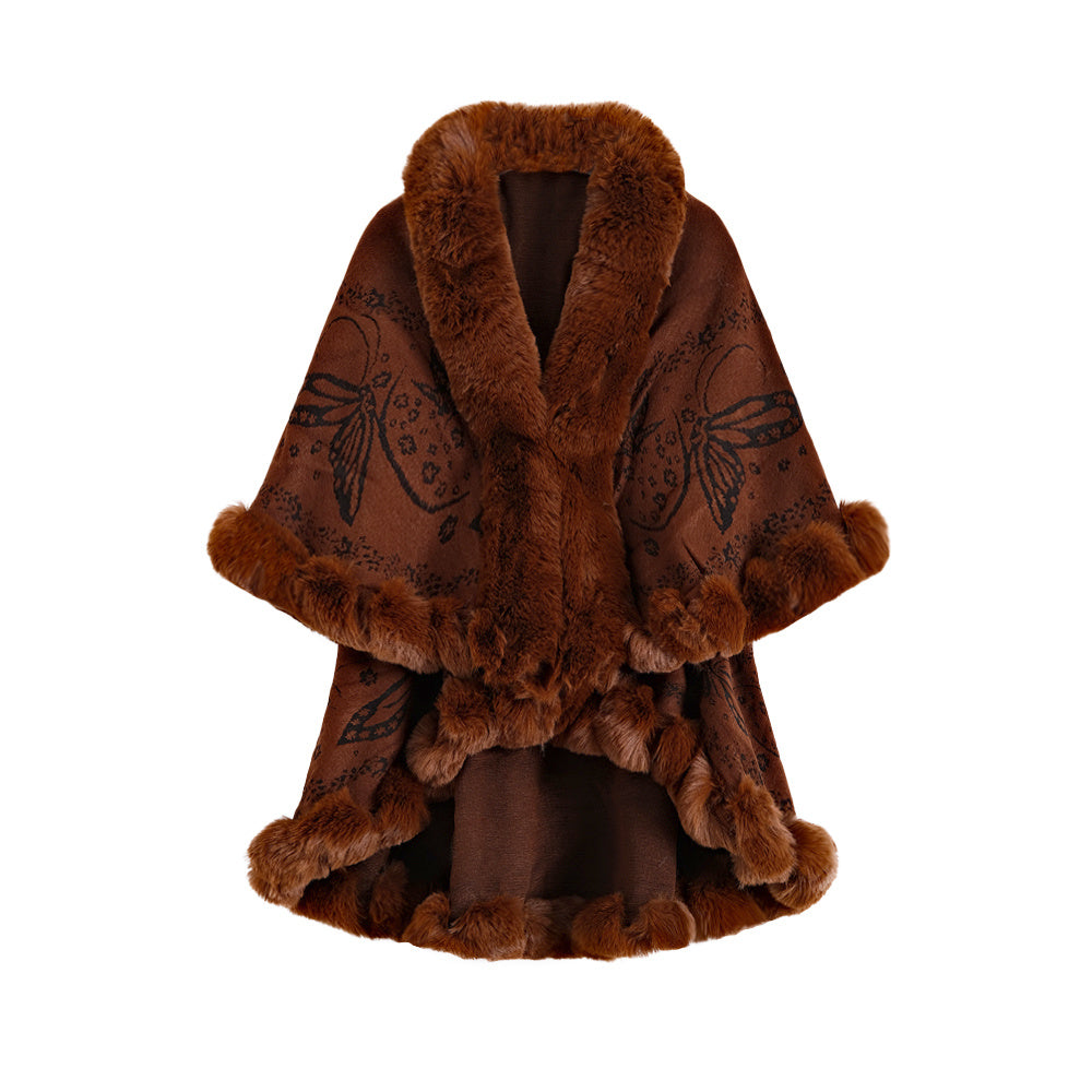 Retro Double-layer Artificial Rex Rabbit Wool Cloak