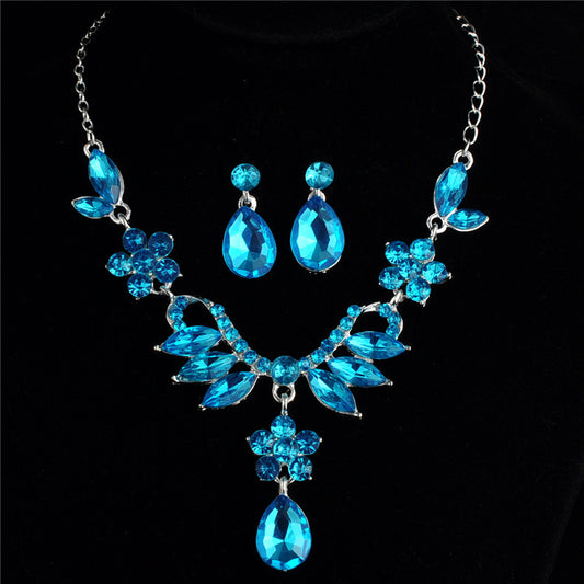 Bride Alloy Diamond Necklace Earrings Set