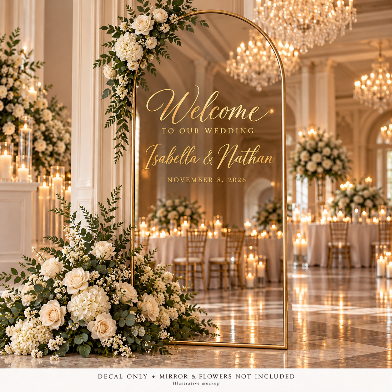 Personalized Welcome to Our Wedding Mirror Vinyl Decal