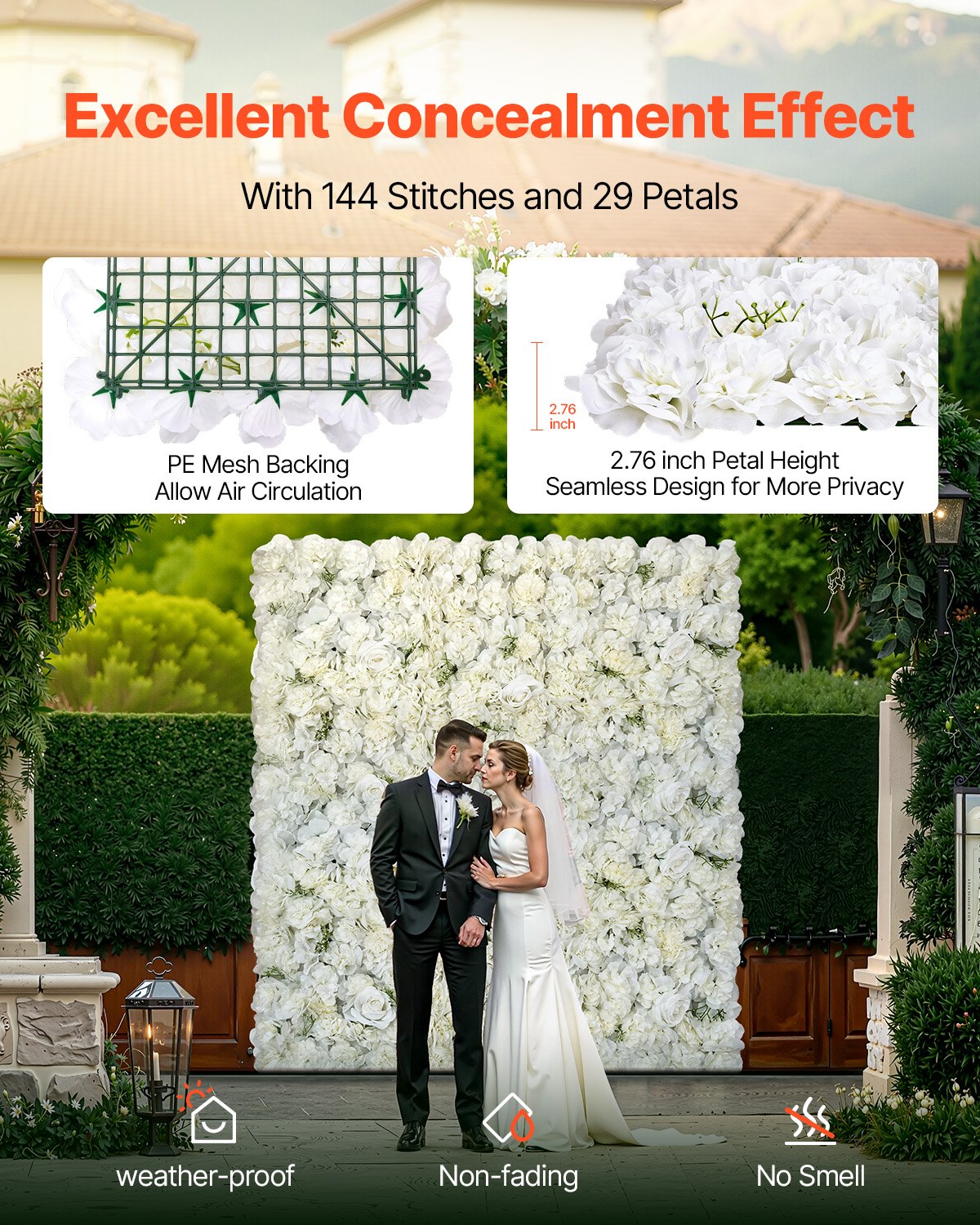 3D Flower Wall Panel 24 PCS 15 X 15 In Artificial Floral Background For Wedding