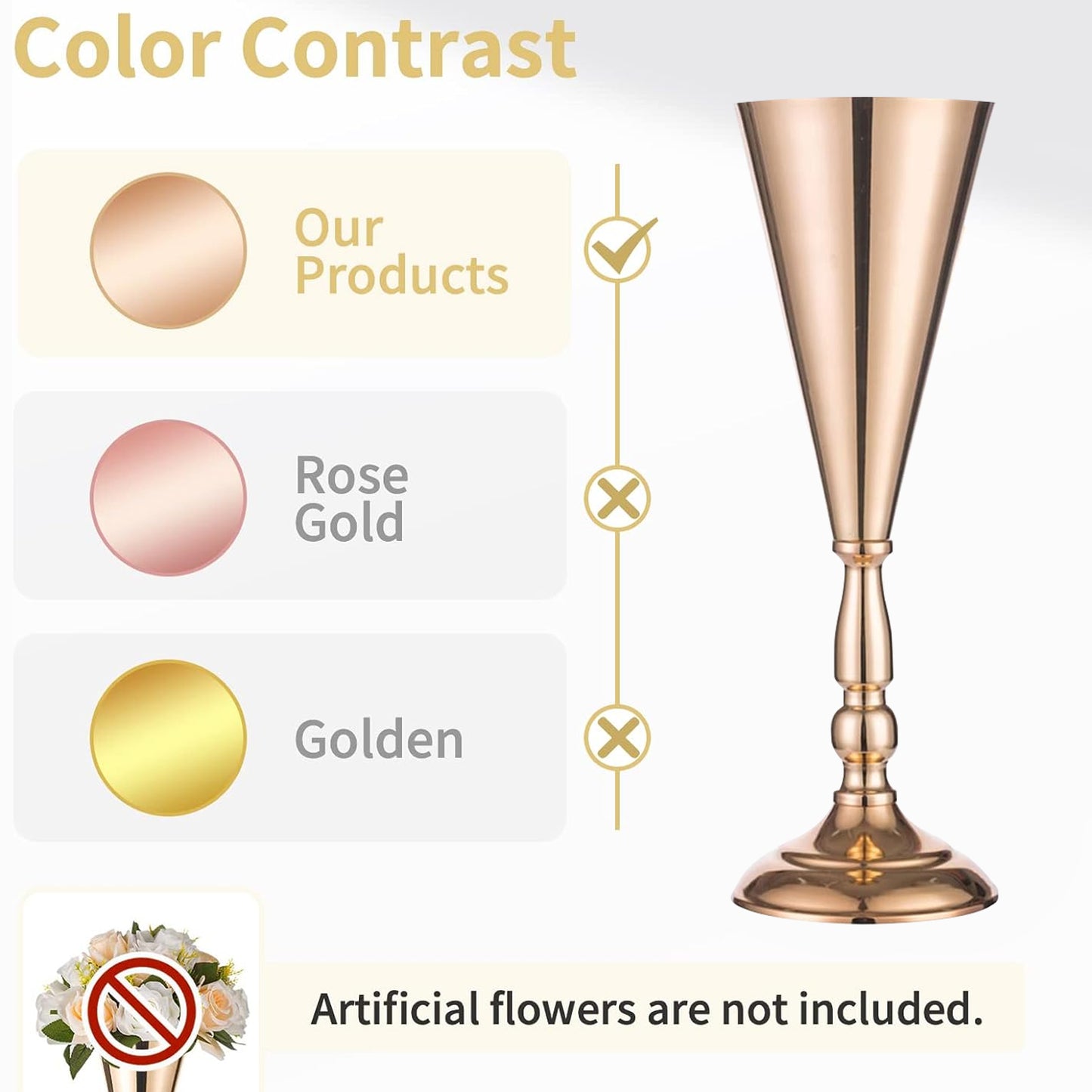 10 Pcs Golden Vase Flower Wedding Centerpieces