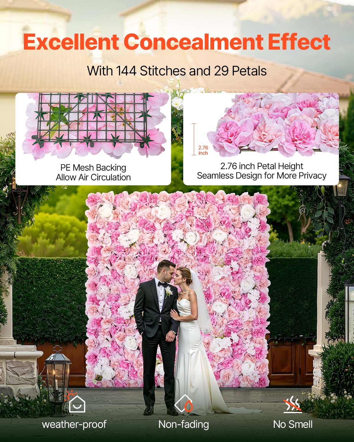 3D Flower Wall Panel 12 PCS 15x15 In Artificial Floral Mat For Wedding Privacy