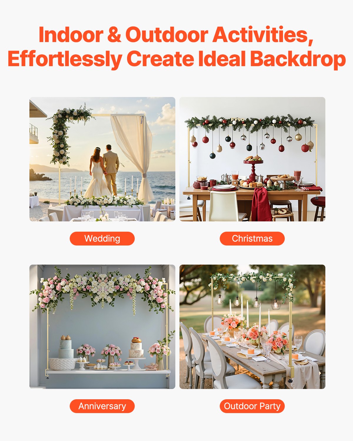 Over The Table Rod Stand With Clamp Party Arch Frame Decor 28"-98" L Adjustable