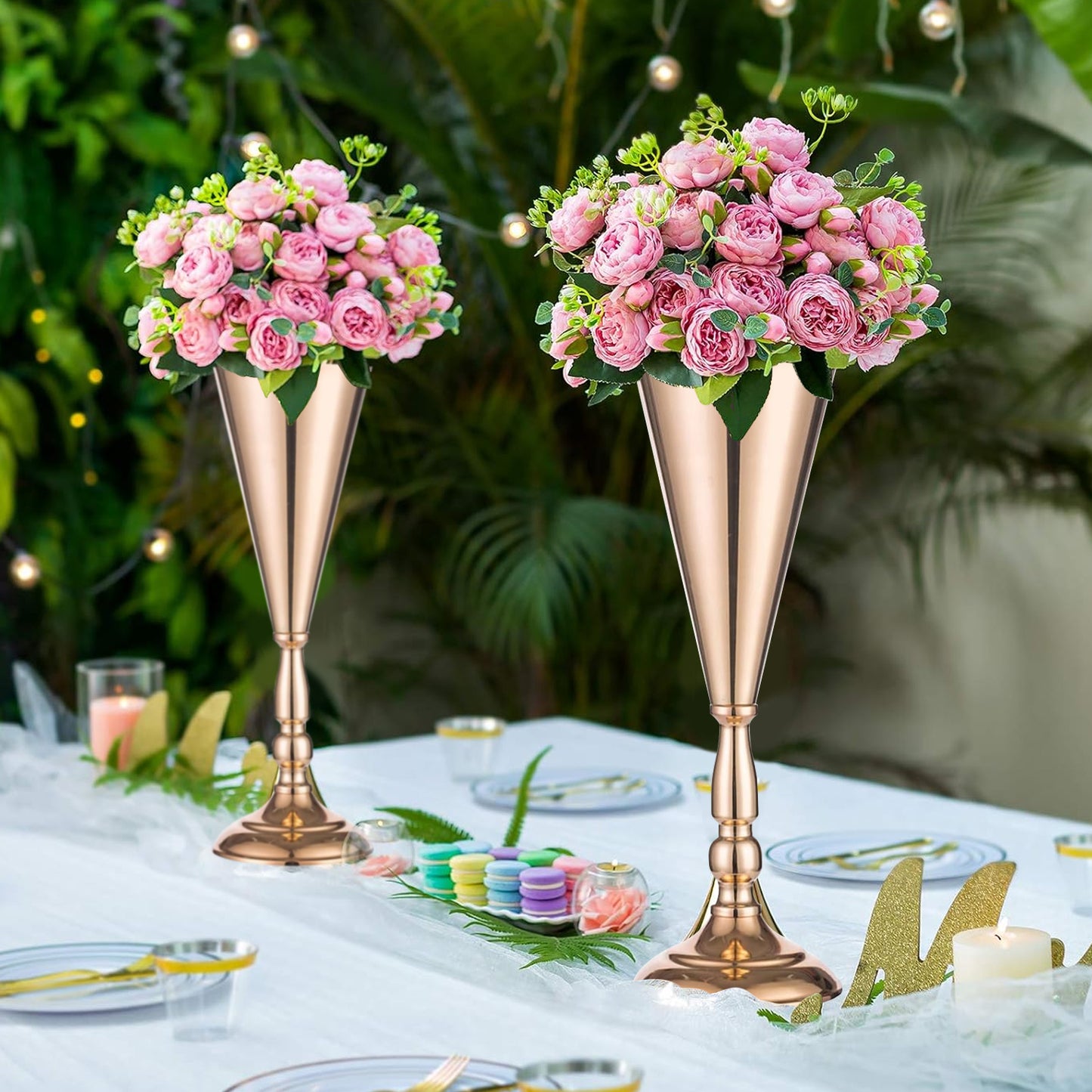10 Pcs Golden Vase Flower Wedding Centerpieces