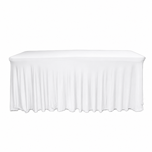 Wavy Spandex Linen – 6ft Table White