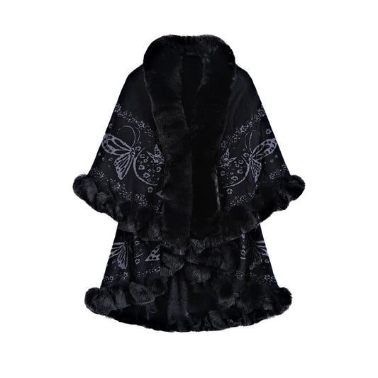 Retro Double-layer Artificial Rex Rabbit Wool Cloak