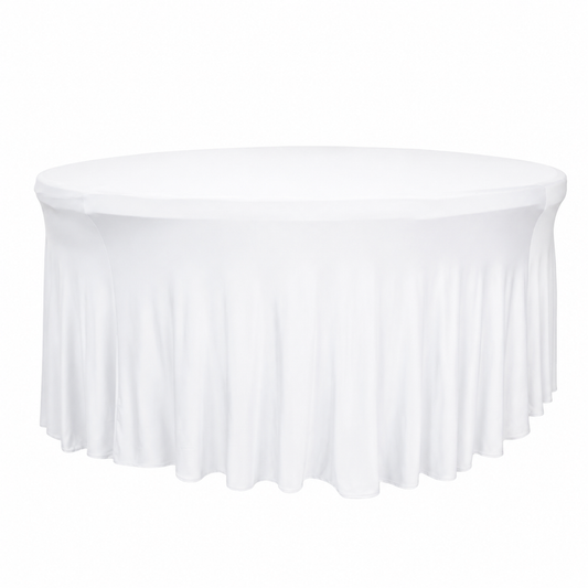 Wavy Spandex Linen – 4ft Round Table White