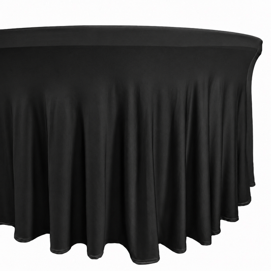 Wavy Spandex Linen – 4ft Round Table Black