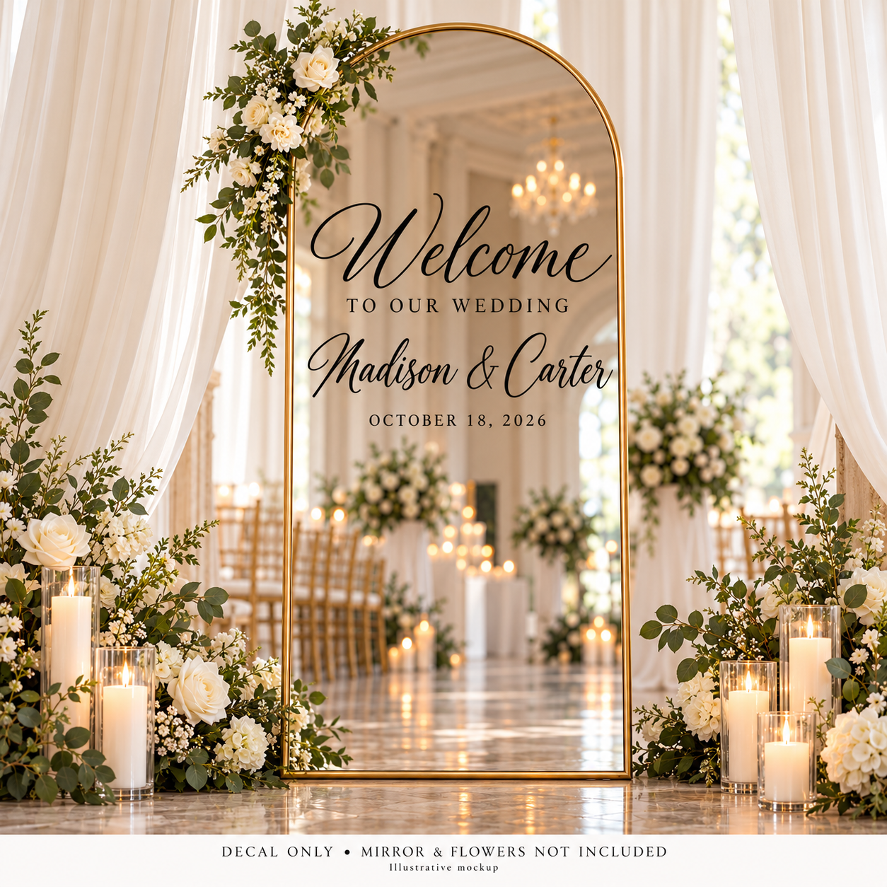 Personalized Welcome to Our Wedding Mirror Vinyl Decal