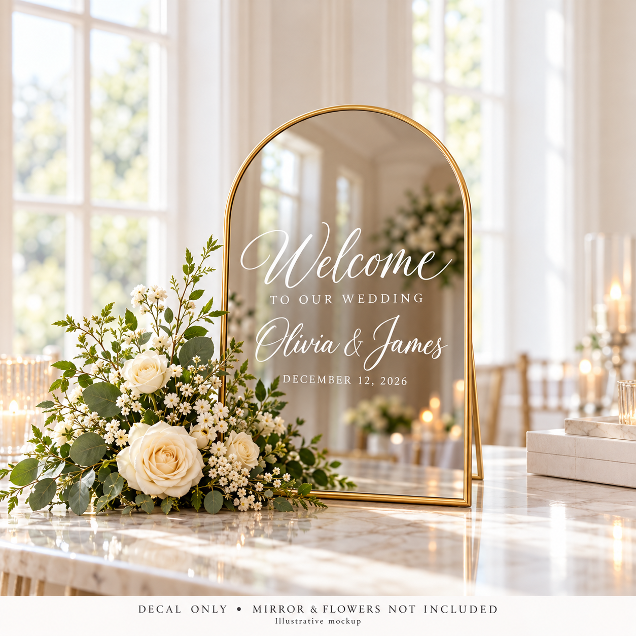 Personalized Welcome to Our Wedding Mirror Vinyl Decal