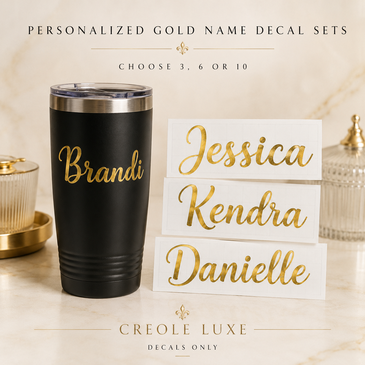 Personalized Gold Name Decal Bundle – Sets of 3, 6 or 10