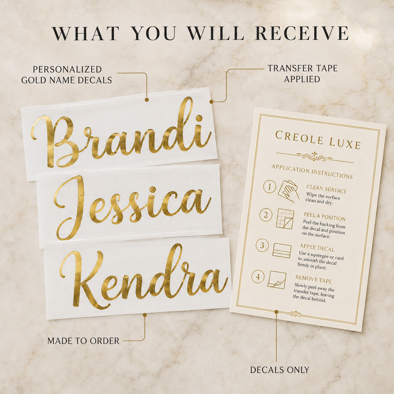 Personalized Gold Name Decal Bundle – Sets of 3, 6 or 10