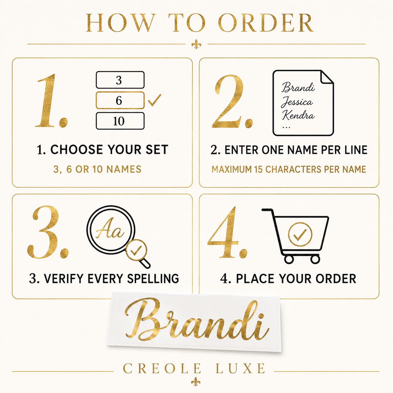 Personalized Gold Name Decal Bundle – Sets of 3, 6 or 10