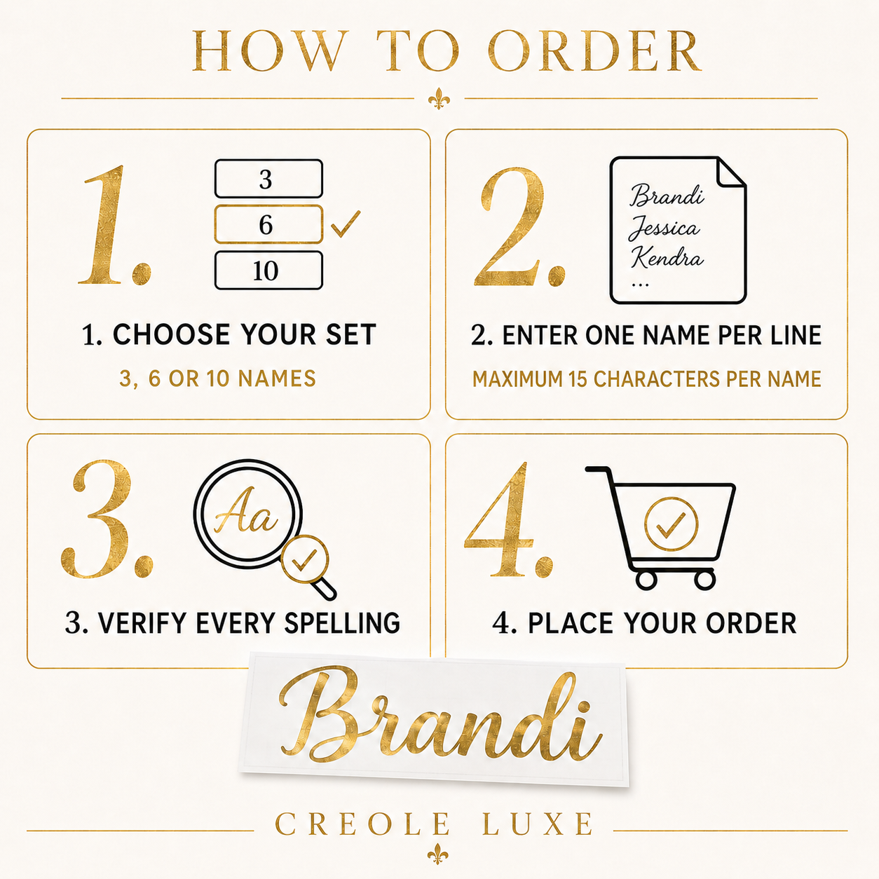 Personalized Gold Name Decal Bundle – Sets of 3, 6 or 10