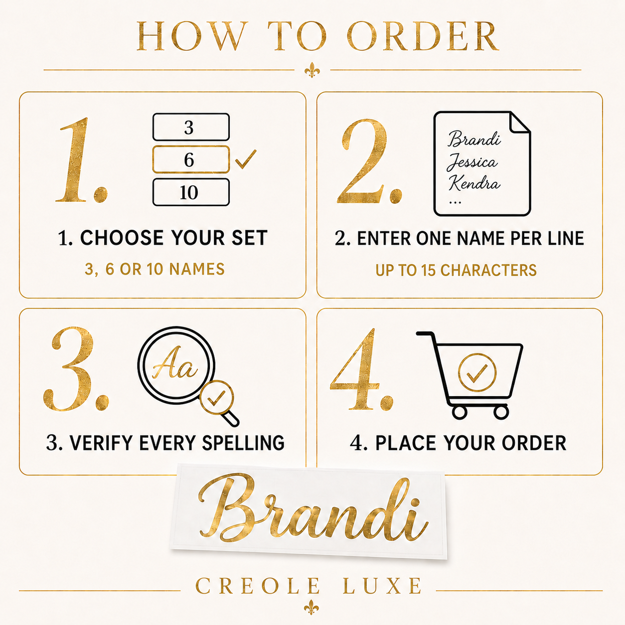 Personalized Gold Name Decal Bundle – Sets of 3, 6 or 10