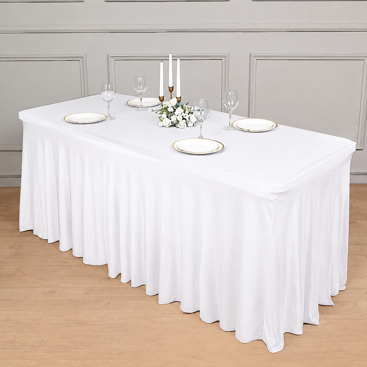 Wavy Spandex Linen – 6ft Table White