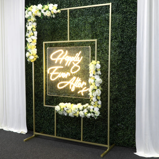 Gold Wedding Geometric Arch Backdrop Frame Stand — Event Rental