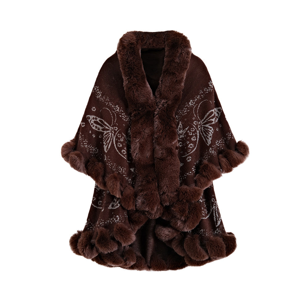 Retro Double-layer Artificial Rex Rabbit Wool Cloak