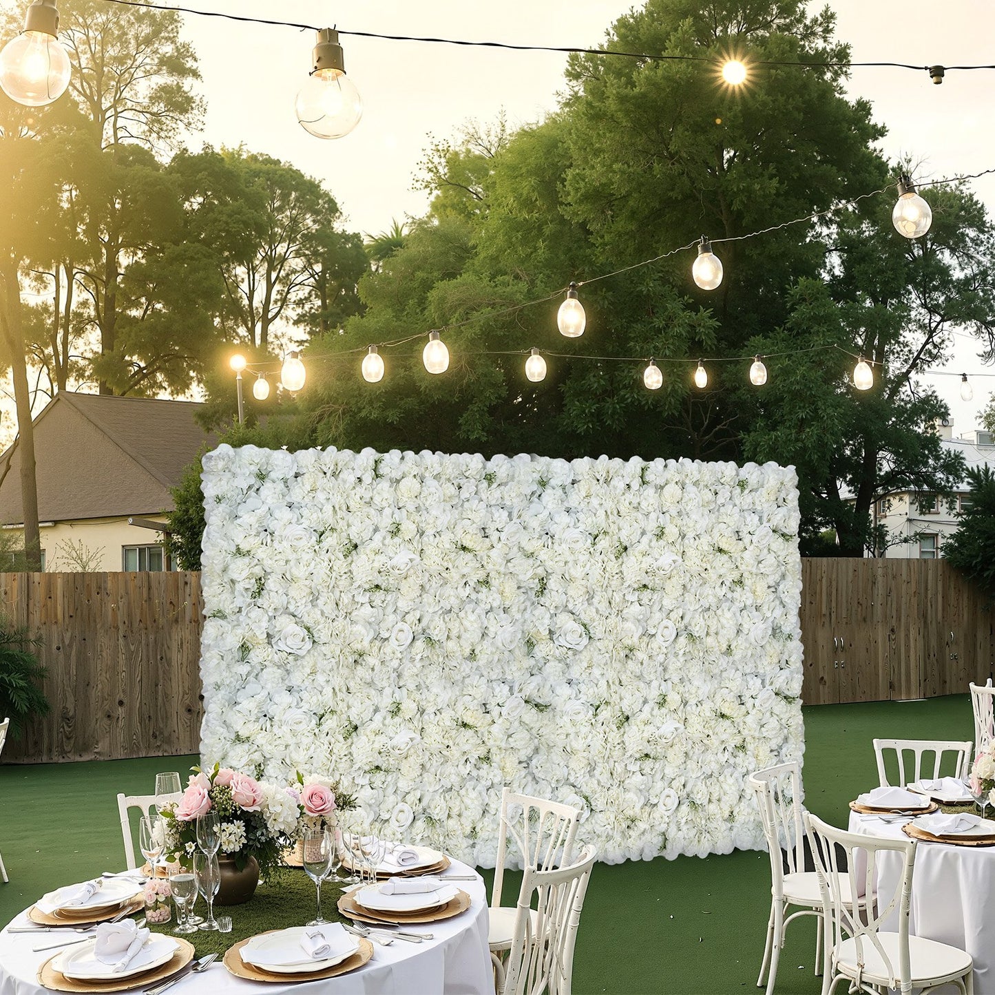 3D Flower Wall Panel 24 PCS 15 X 15 In Artificial Floral Background For Wedding