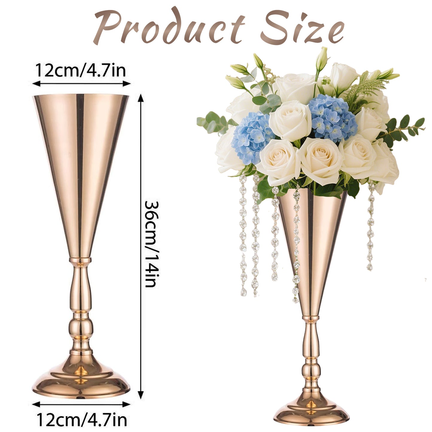 10 Pcs Golden Vase Flower Wedding Centerpieces