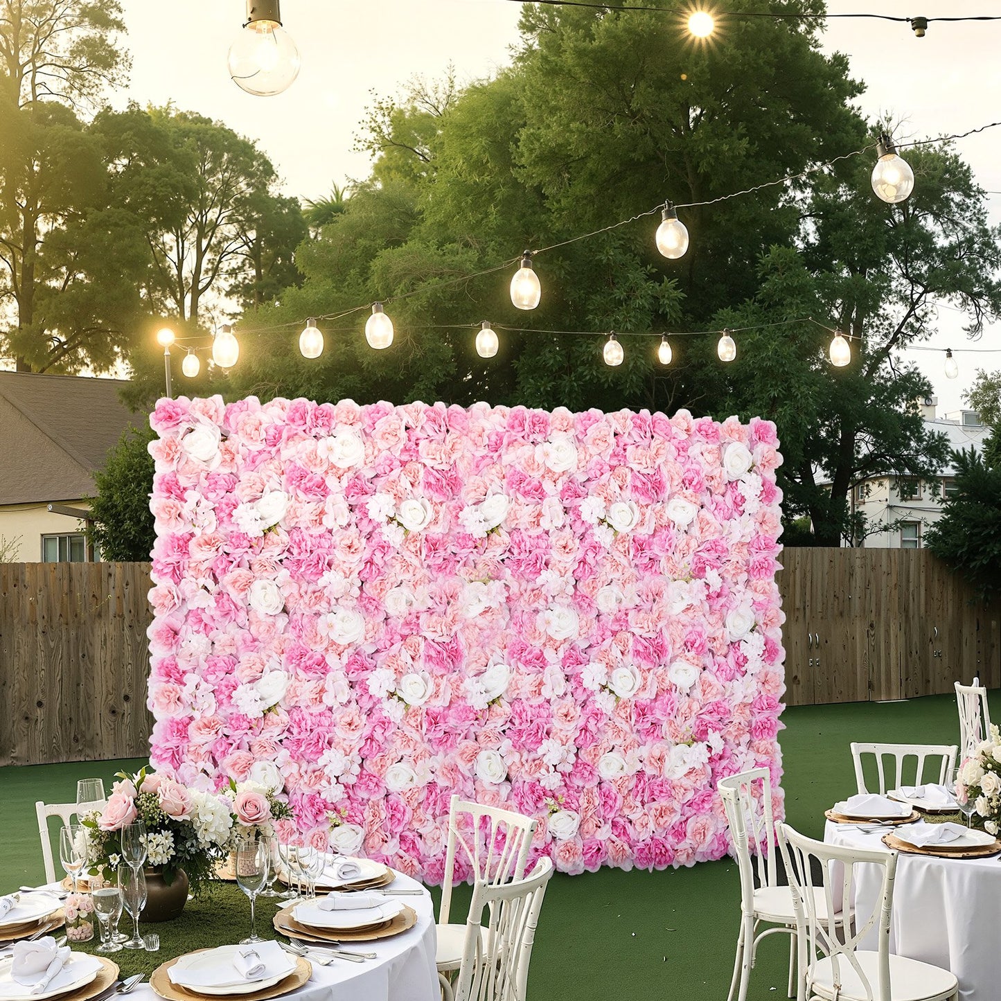 3D Flower Wall Panel 12 PCS 15x15 In Artificial Floral Mat For Wedding Privacy