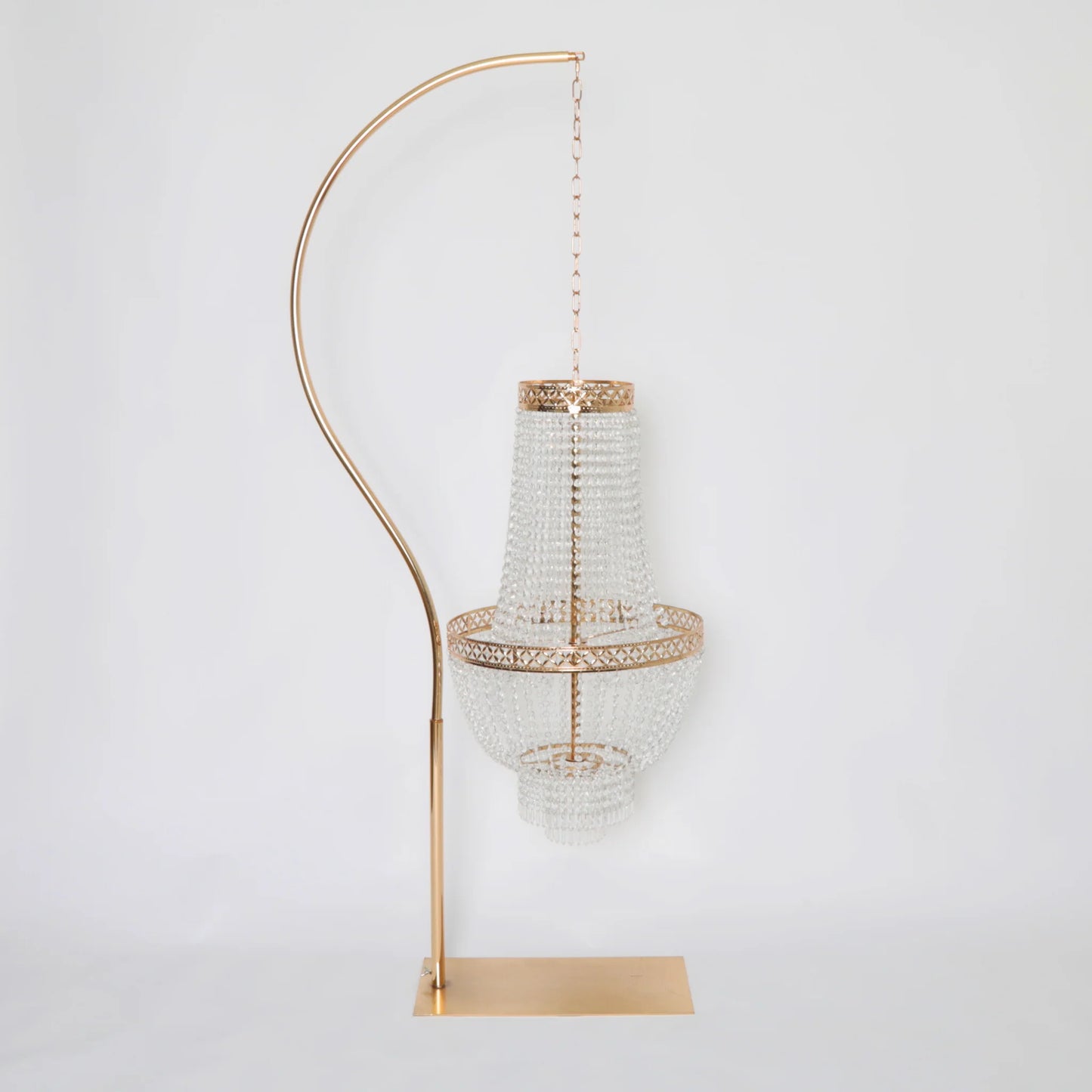 Hanging Chandelier with Stand — Gold (Rental) – 6 Hours | Premium Rental for Events, Parties & Photoshoots