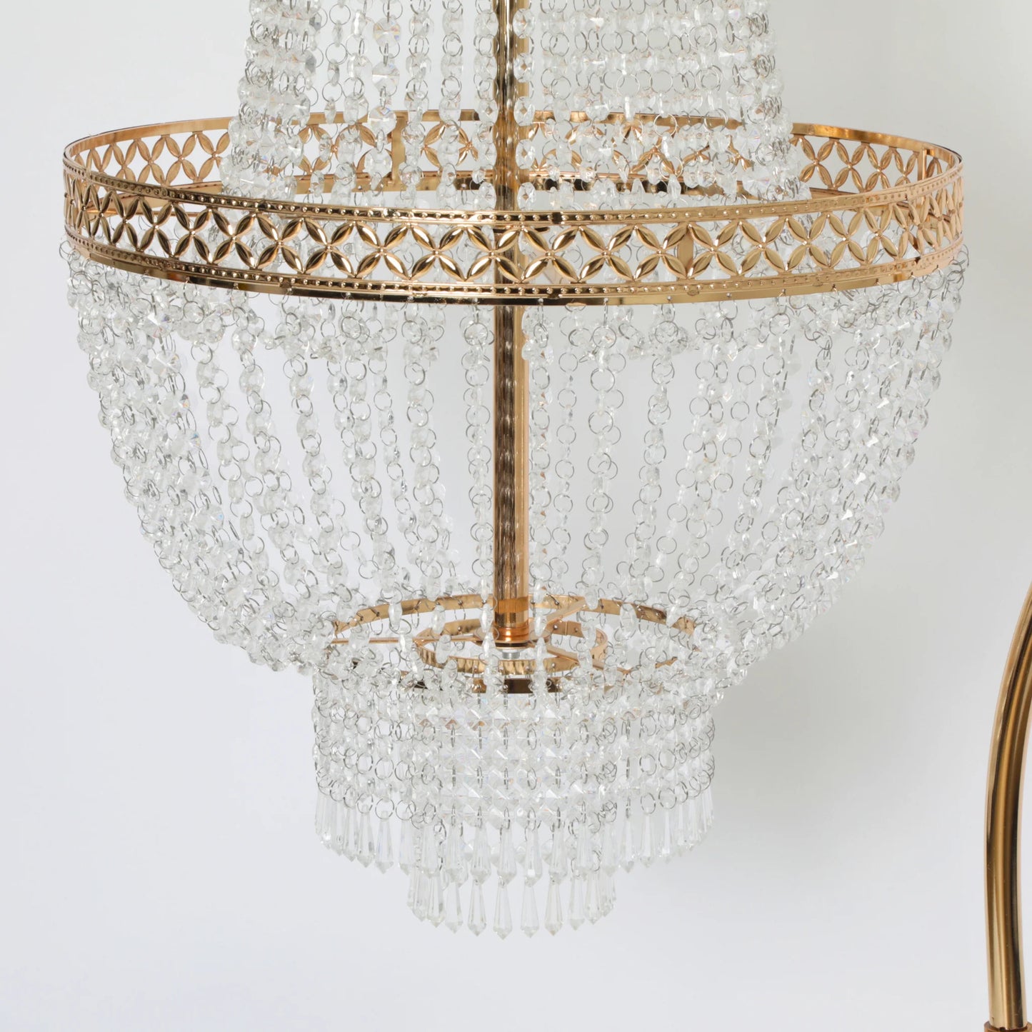 Hanging Chandelier with Stand — Gold (Rental) – 6 Hours | Premium Rental for Events, Parties & Photoshoots